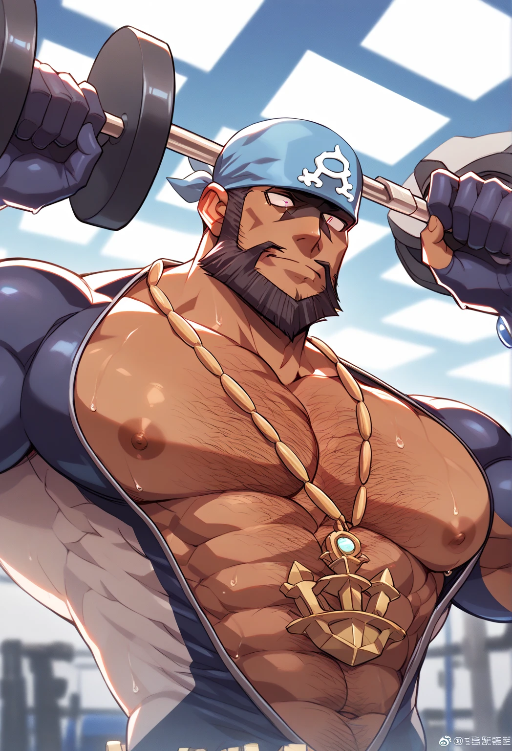 Highest quality, masterpiece, In detail, Sea賊の大男, beard, A pirate outfit with luxurious ornaments, Strong feeling,cannonballs, Sea