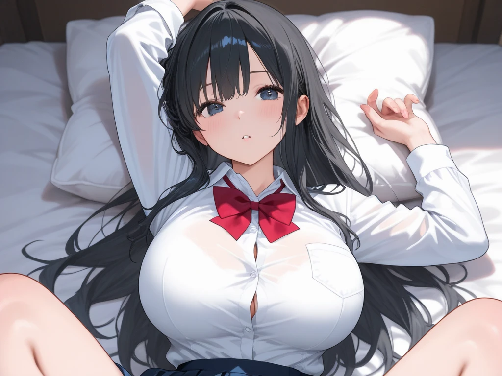 ((bestquality))、(Unparalleled Masterpiece)、(Ultra High definition)、high school girls、huge breasts、untied long black hair、Long Black Hair、Twisted eyes、long lashes、Cute big breasts with good style、underwear、big boobies、thights、Anime Style、Big accentuated、Naughty Anime Style、Naughty thighs、Naughty thighs、Smooth Anime CG Art、hyperrealistic schoolgirl、seductive anime girl、Realistic schoolgirl、Smooth Anime CG Art、Anime girl、Beautiful anime schoolgirl、beautiful anime girl、Beautiful charming anime teenage girl、Naughty anime style、photorealistic anime girl render、