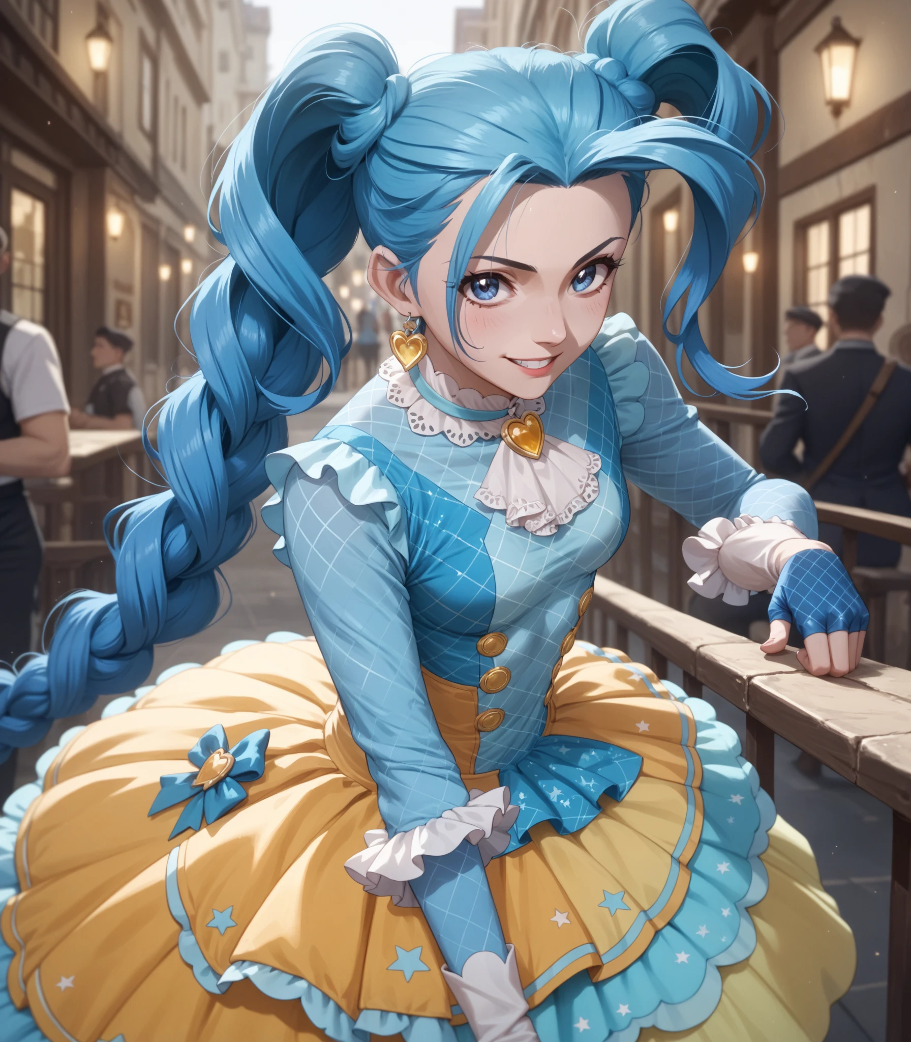 (masterpiece, best quality), intricate details,, 1girl, Gura, multicolored hair, blue eyes, shark hair ornament, gold hair ornament, gold choker, gold bracelet, sharp teeth, grin, blue hoodie,, greek clothes, peplos,