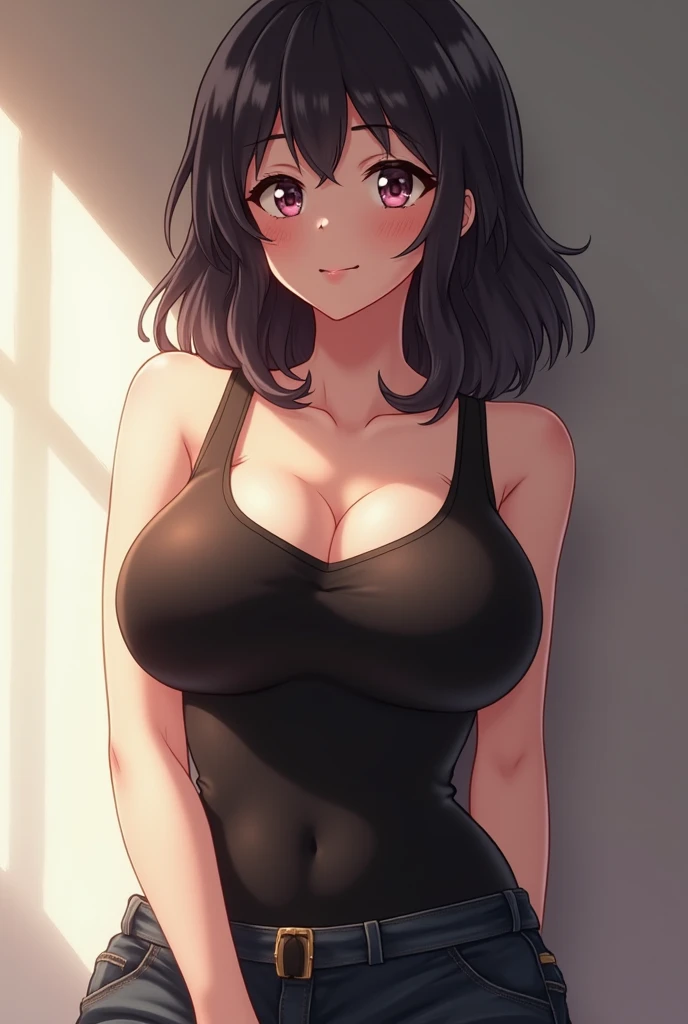 SFW, wide angle, hot 1woman, parted lips, blush, makeup, light smile, provoking, POV, from above, sitting, sexy mini dress, indoor, bedroom, light rays, glow, thighs, collarbone, (masterpiece), wallpaper,