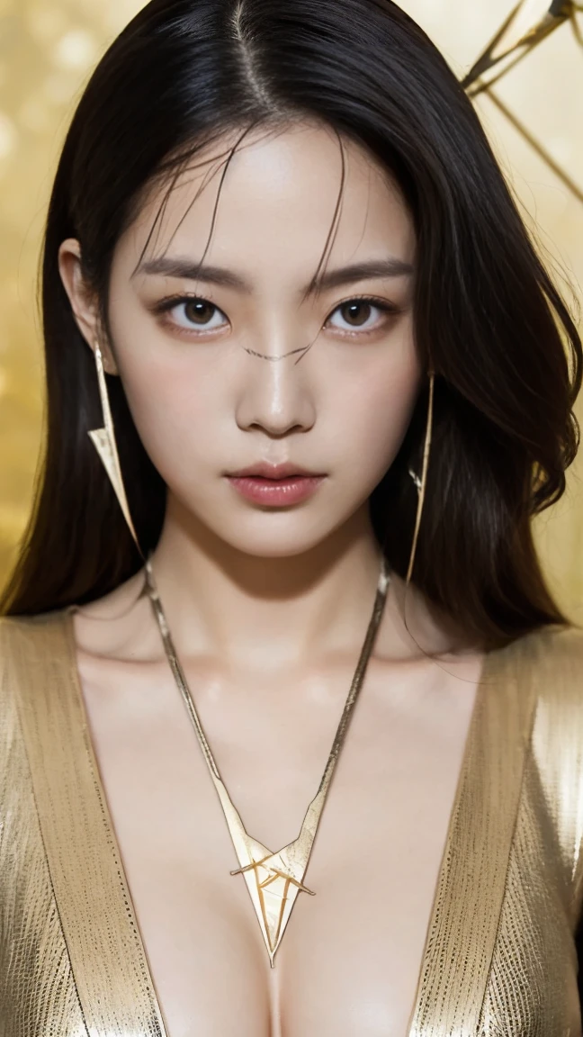 Gold handcuffs on the chain, around the neck