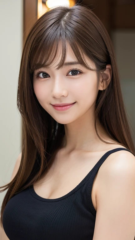 Brown Hair,Medium Hair,18-year-old female, Small nose, With the correct face, Cute natural smile, Japanese facial features, A clean and cute face, Cute realistic portrait, Asian Face, 8K Photo, Soft Makeup,Natural skin texture,Raw photo,highest quality,Full Body Shot,Showcasing cleavage,Seductive pose,Playing with a dog