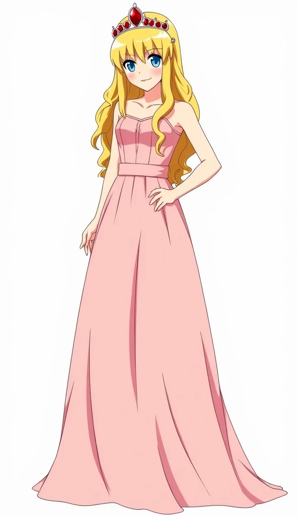 score_9, score_8_up, score_7_up, source_anime, BREAK, (((vigme)))), 1girls, solo, supermodel, blonde hair, makeup, tall, small breasts, perky breasts, smile, long hair, model, tall, lean, upturned eyes, slender, lanky, earrings, necklace, dress, sitting, crossed legs, long legs, heels