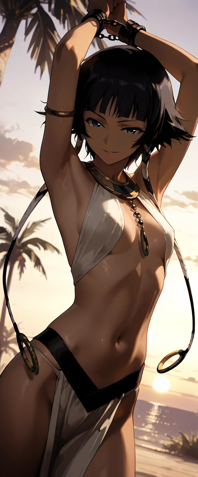 1 person、woman、sexy、cool、Very large breasts、Expressionless、Black Swimsuit、Dancer