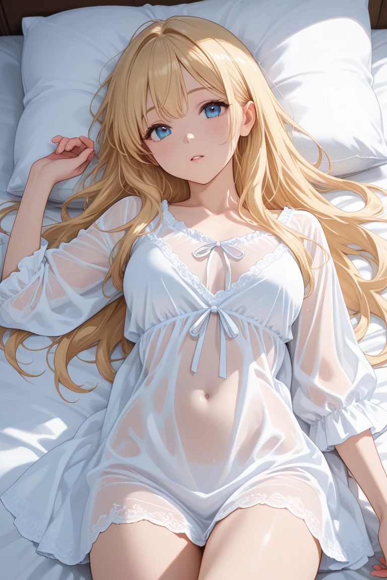 masterpiece, highest quality, High resolution,Follow the prompts、Anime Style、One Girl、sleeping face、Blonde long hair beautiful girl