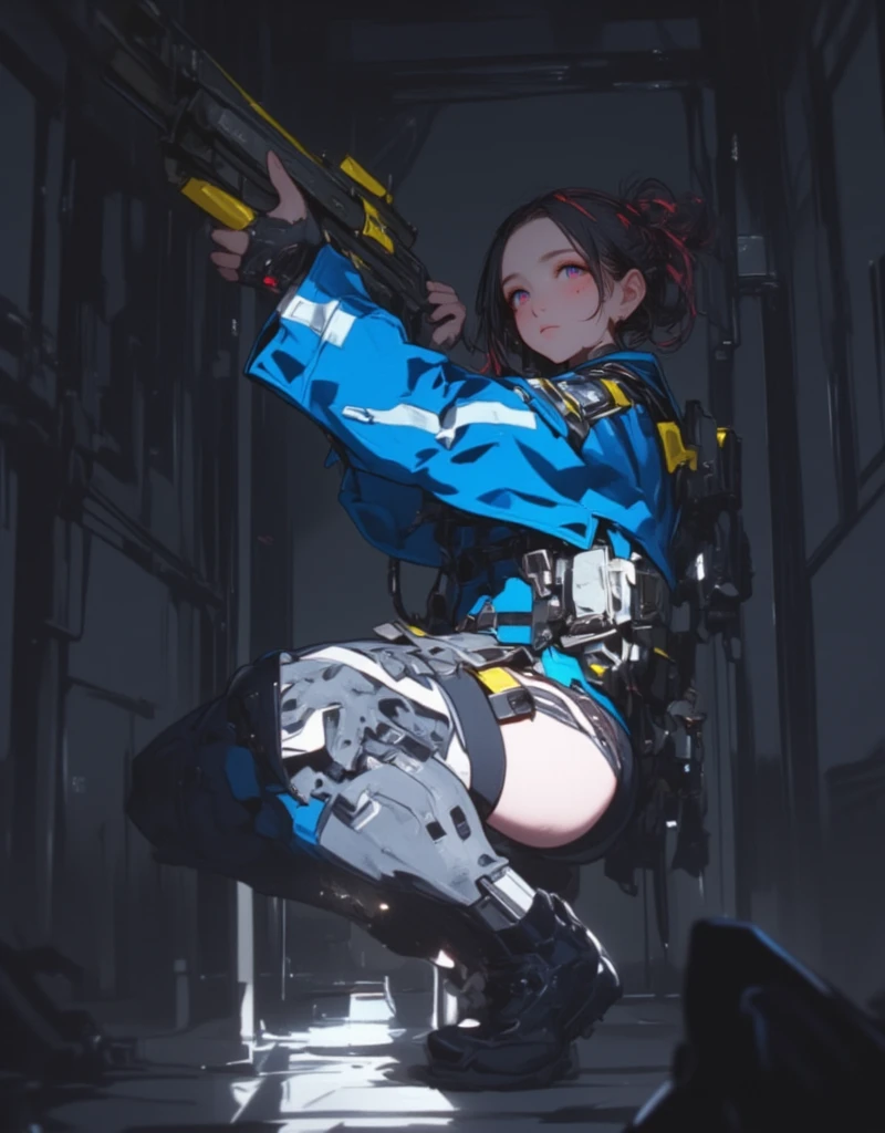 ((Best quality)), ((masterpiece)), (detailed:1.4), 3D, an image of a beautiful cyberpunk female, short yellow hair, red eyeys,HDR (High Dynamic Range),Ray Tracing,NVIDIA RTX,Super-Resolution,Unreal 5,Subsurface scattering,PBR Texturing,Post-processing,Anisotropic Filtering,Depth-of-field,Maximum clarity and sharpness,Multi-layered textures,Albedo and Specular maps,Surface shading,Accurate simulation of light-material interaction,Perfect proportions,Octane Render,Two-tone lighting,Wide aperture,Low ISO,White balance,Rule of thirds,8K RAW,