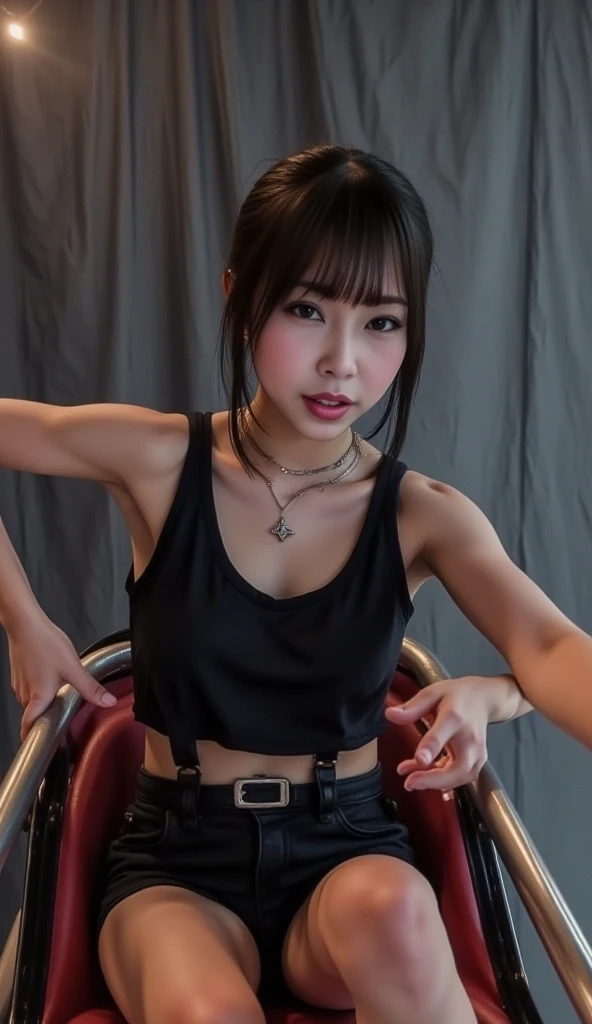 unparalleled beauty，Beautiful woman，scared look，(prison)，(prison)，(in a cage)，get down on all fours，crawl on hands and knees，kneeling position，Posture with butt sticking out，dog pose，((stick out tongue))，((drooling))，Kamimei，From above，(collar with chain)， With cuffs，fetters，surrealism, f/1.2, fujifilm, 35mm, 8K, Super detailed, nffsw, table top, rough skin, high quality, 最high quality, hard disk