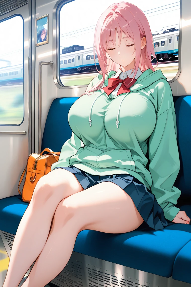 debris flieasterpiece、highest quality、Super detailed、High resolution、High resolution、8K portrait、Unity 8k壁紙のHigh resolutionCG、unity 8k wallpaper、cute:1.5、:1.5、Highly detailed CG unity 8k wallpaper、realistic、real person、cute、 portrait photography、shiny skin、High resolution、Pink hair bob hair、(:1.2)、(1 girl)、(train:1.6)、(school uniform),perfect face, seriously, (blush:1.5),(((clothing lift:1.5))), ((I have nipples:1.2))、(medium breasts:0.8),(((I have nipples))) ,Detailed description vagina,show vagina,spread legs,spread ,((vaginal orgasm:1.7))