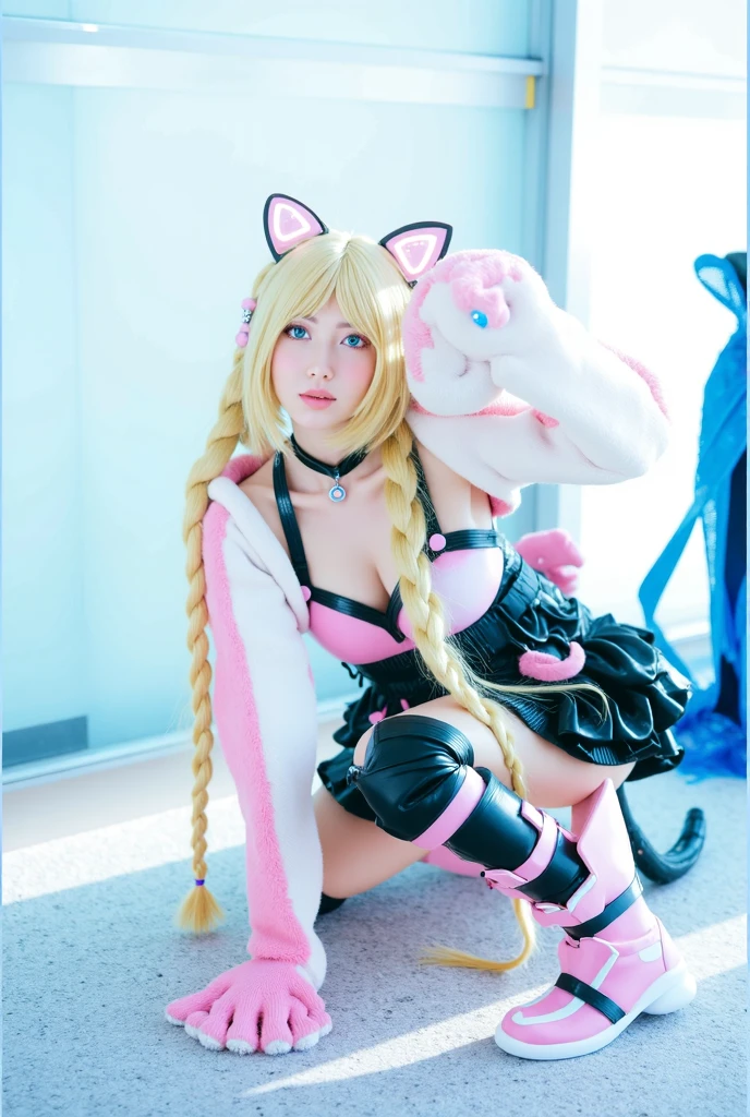high quality, masterpiece, Very detailed, 8k, a  beautiful Japanese woman:1.5, Small face, Breast Augmentation Surgery, (A gorgeous blue magical girl heroine costume:1.5), (Very big boobs:1.5), height:176cm、　(remote_play), (remote_shake), (climax:1.5), (Very smelly armpits:1.4, Short armpit hair), Raise your arms、　(Tanned dark skin:1.5)、　(Dark Blue Eyeshadow:1.3)、　(Lots of mascara:1.5)、　(False eyelashes:1.5)、　(Pink blush:1.3)、　(Very thick and flashy makeup:1.5)、　(Curly Hair:1.3)、　(voluminous blond hair:1.5), (Straight bangs:1.5)　(Flashy and eccentric gal-style hair:1.3), (Very pleasant look:1.5), (Very dark basement:1.5)