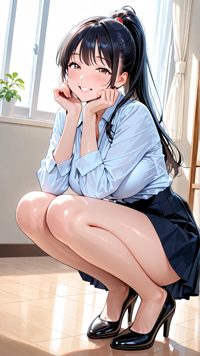 A girl in a her room, 1 girl, solo, semi long hair, looking at viewer, smile, lie on bed, from side, bashful, small breasts, extremely detailed eyes and face, highly detailed, 16k, ultra-detailed, high resolution, photorealistic, sharp focus, physically-based rendering, vivid colors, studio lighting, from side,