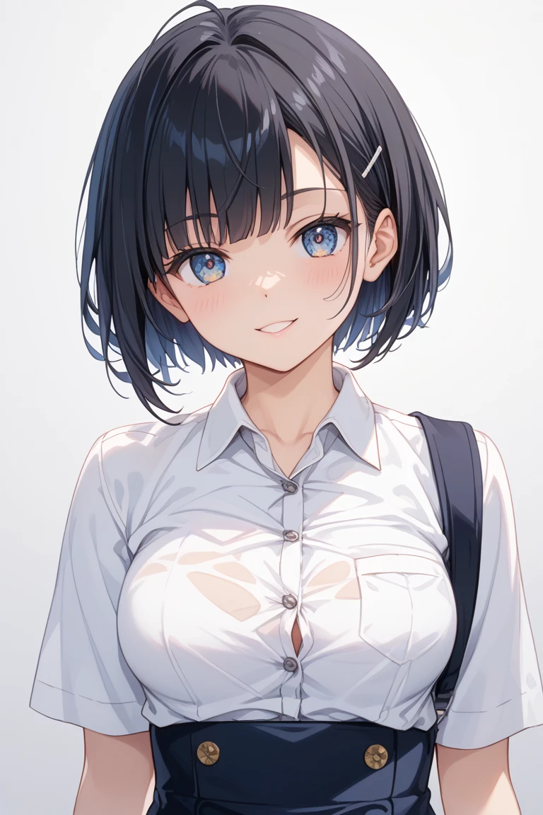 headshot、Sticking out tongue、Under the tongue、Open your mouth、Close-up of face、School、School building、In the classroom、Light clothing、Big Breasts、Both eyes open、smile、Sweat

