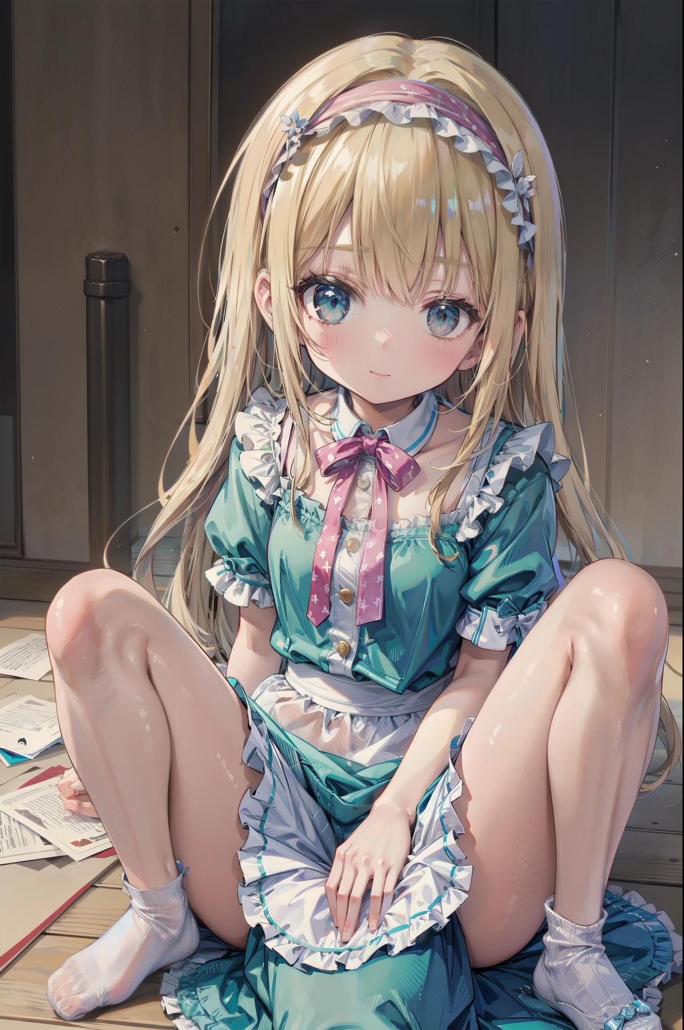 (masterpiece, best quality, high resolution:1.4), 1girl, woman, star butterfly, happy, cloud outfit, pouch, horn_hairband, looking at viewer, pantyhose  