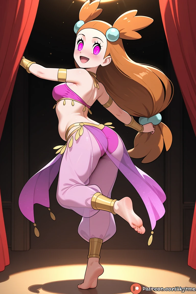 8K high quality, high accuracy, princess zelda, beautiful, beautiful woman, small face, full body, twilight princess, beautiful, bright, highlights in eyes, small ears, brown hair, sexy, super big tits, extra large tits, nipples, erotic, illustration, beautiful line drawing.Arms up, armpits showing, erotic armpits, armpits are erotic glossy, depicted from head to waist, background is simple, background is pink and black gradient,