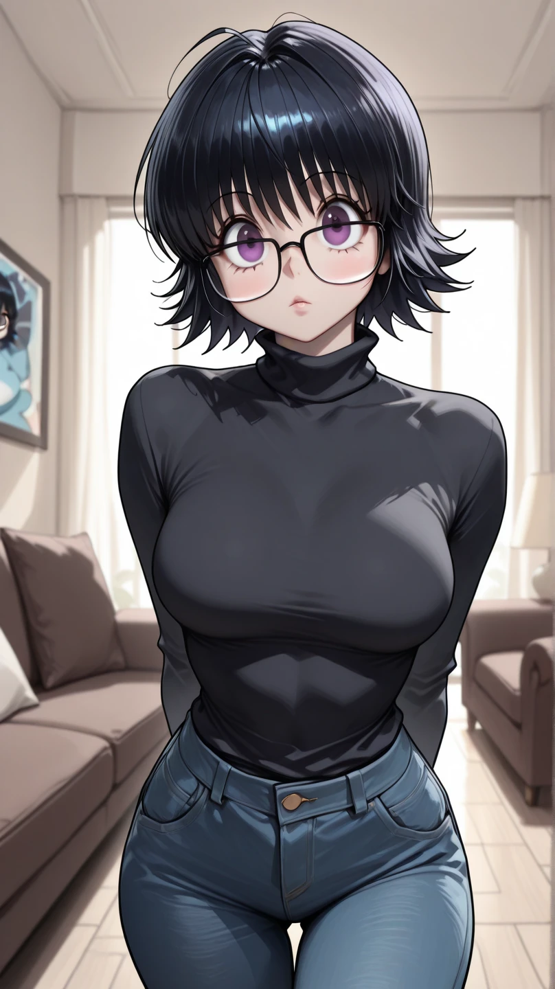 masterpiece, best quality, shimizu kiyoko, looking at viewer, blowjob, wearing glasses, cum on her face
