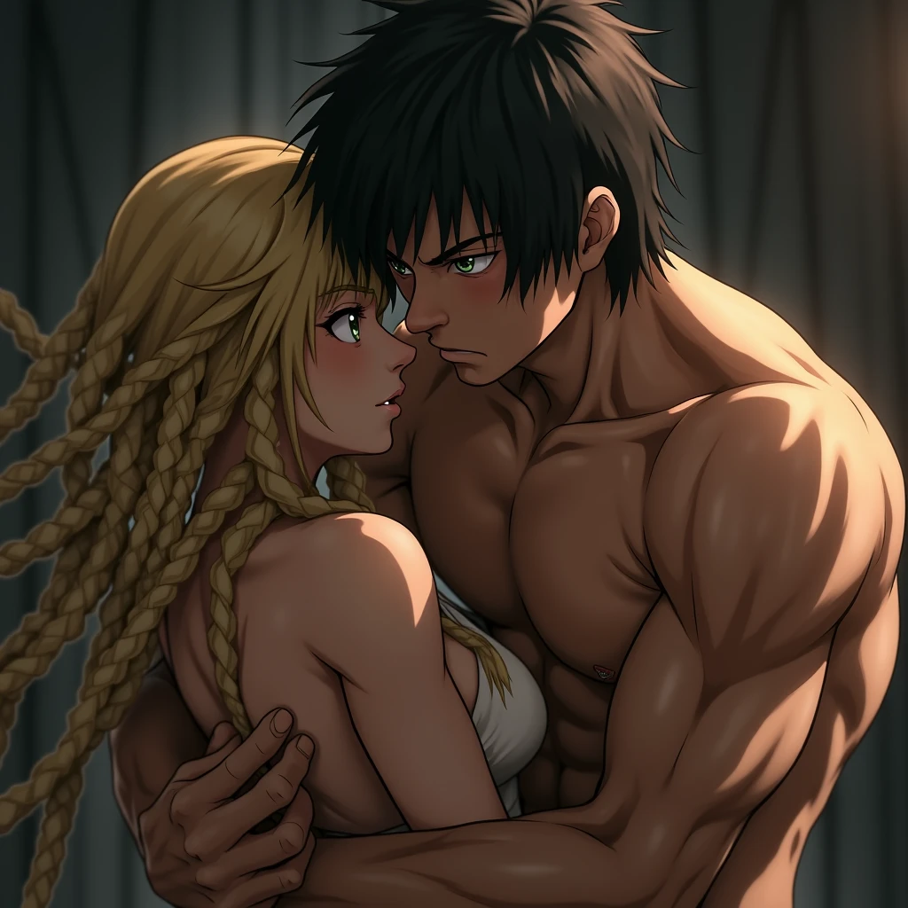 Female character based on the anime attack on titan, sexy, very beautiful, ultra detailed,8k,naked, each character has a different look, any hair color, any eye color, any skin tone, set in a city from the anime itself,(sex:1.5),flirtatious laugh, touching oneself on the body, in different sexual positions