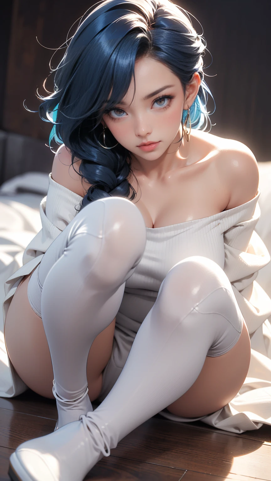 1girl, 独奏, (show off underwear: 1.4), ass pov, (light blue underwear: 1.2), masterpiece, best quality, absurdres, long hair, (shiny skin: 1.2), close up nether region, sunshine, (squatting: 1.2), summer Please draw a stylish girl in costume. She's wearing a light sundress and sandals, and is wearing a wide-brimmed hat. Express the relaxed summer vibe with clear skies and gentle waves on the beach in the background.Glamorous Body,Curly hair,Twin tails,Inner Color,