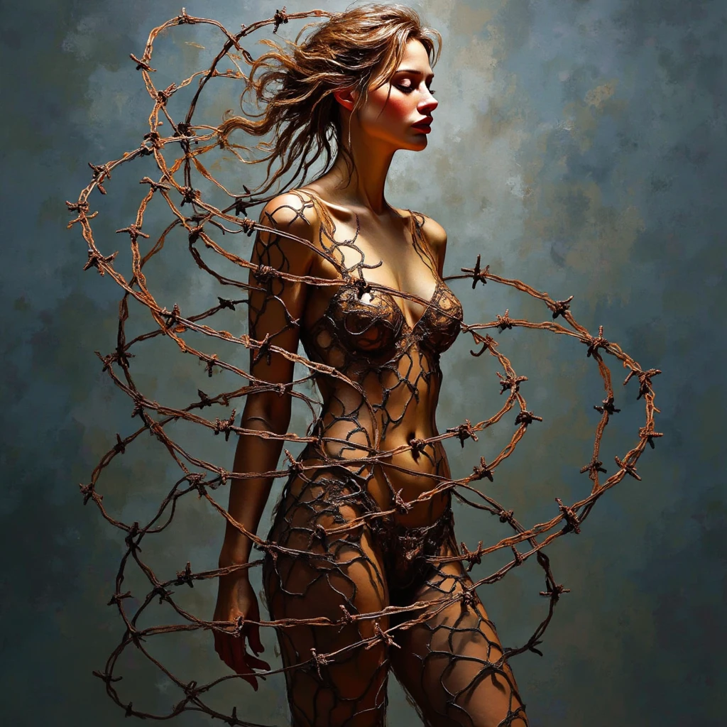 1 girl, realisitic, Raw photo, japanaese girl, (fullnude:1.9), (Beautiful and cute face:1.4), 20yr old, bobhair, Black hair, (Crucifixion at the summit of Mount Everest:1.8), (Tie the body to the cross with barbed wire:1.5), not any dressed, (exposing their genitals)