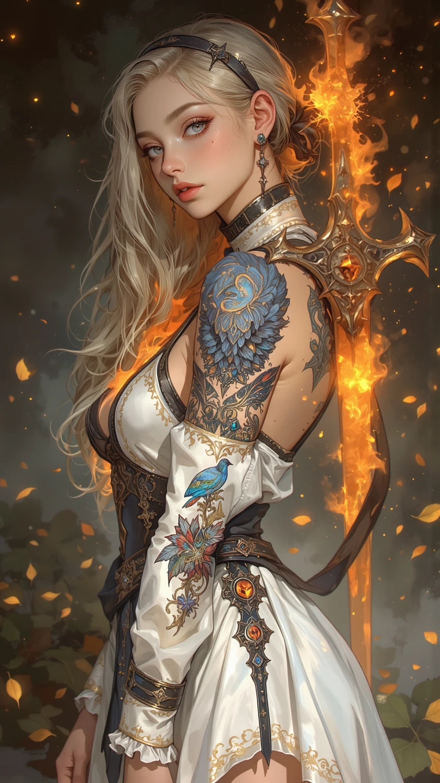 (dramatic, gritty, intense:1.4),masterpiece, best quality, 8k, insane details, intricate details, hyperdetailed, hyper quality, high detail, ultra detailed, Masterpiece,
(calligraphy:1.4)(ether colorful ink flowing:1.3),1girl,  A shot with tensionwhite hairexposed collarbone, exposed shoulders
<lora:~Q?-Nflcalligraphy:0.8>