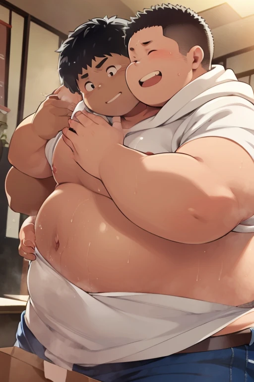 ((androgynous)), beautiful, (very short hair), (pudgy face), nipples, (へそ), ((boyish)), (cute), (chubby), belly, (sexy), (thick), (beefy), (nude), (handsome), smile