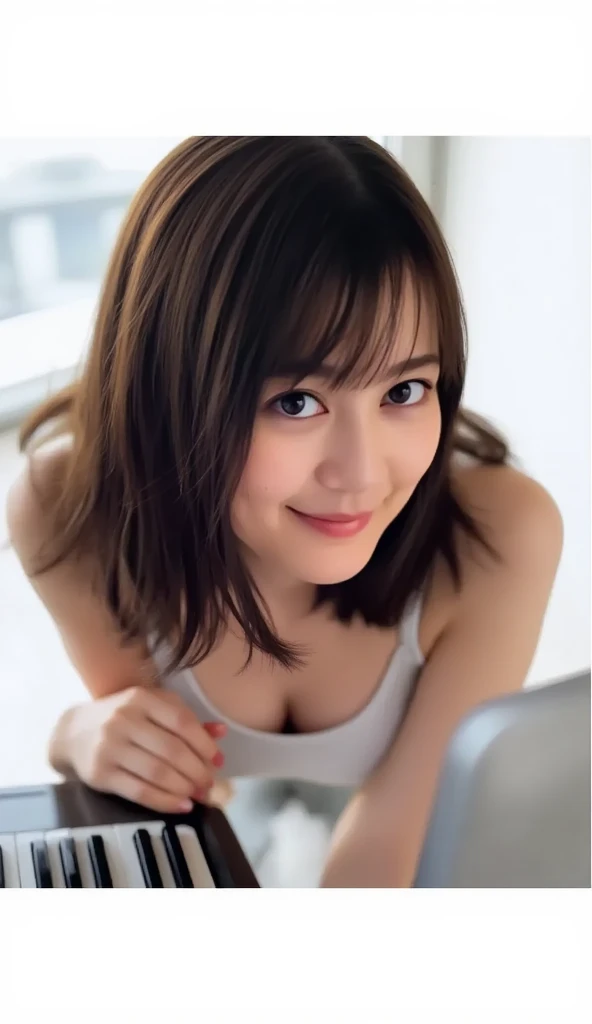 She puts her hand inside her white, luxurious panties and masturbates.。、.(((Pantyhose w.Medium Short Hair、Shoulder-length hair:1.4))).((A luxurious navy blue shirt with a navy blue collar、Standing photo、Medium Hair、服の上からでもわかるBig Breasts、Both hands are in front of the belly button、A photo of panties visible through a short polo shirt、Roll up your shirt with your hands、She is wearing a white polo shirt and luxurious white panties.、:1.4))、In the living room、Cream Hair Color、Her huge breasts are obvious even through her clothes...、Small earrings、Light brown hair color、:1.4））、Shiny Hair、Light beige hair color、Background Blur、Light brown hair、｛｛Cowgirl Shot｝｝、（（Close-up shot from the waist up、Big Breasts:1.4））、Big Breasts、にっこりsmile、服からでも分かるBig Breasts、Cowboy Shot、素敵なsmile、（（Revealing clothing））、Full body photo、ring、Tuck your hair behind one ear、Silver Necklace、smile、Caustics、Highly detailed photos、Big Breasts、Super no makeup、(8K、RAW Photos、Highest quality、masterpiece:1.2)、(Realistic、Realistic)、1 Girl、((Big Breastsショートヘア、Looking into the camera:1.4))、Hair blowing in the wind
