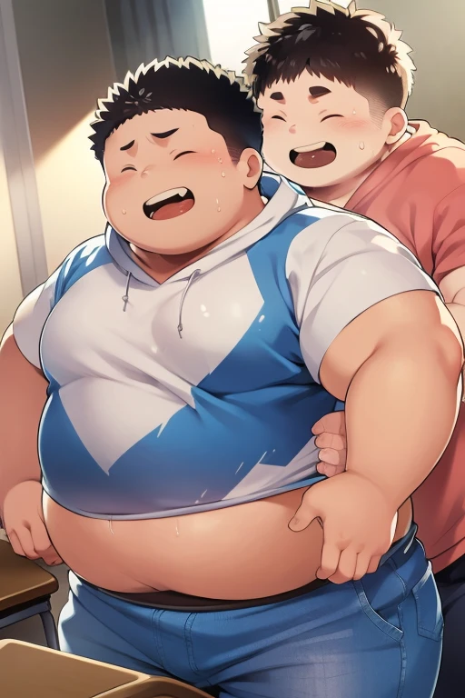 Fat, Chubby belly, Flabby obese, Man, O-Legs, M-Legs, Bare Legs, Penis (Ejaculation) Happy, Nakey