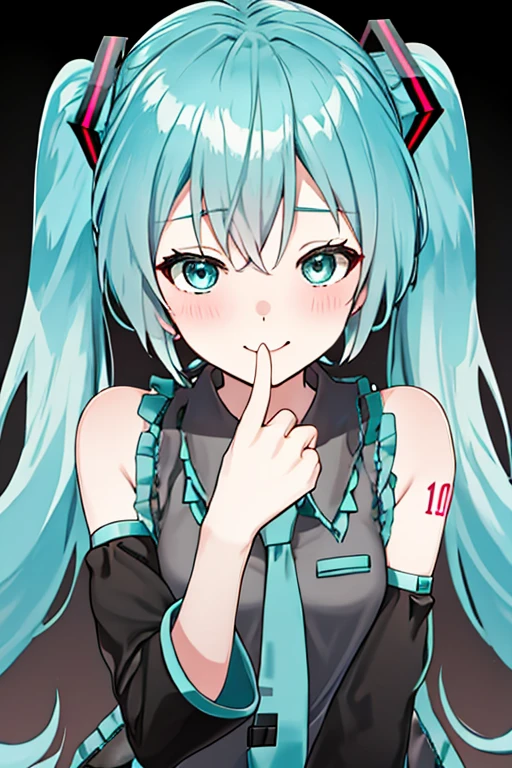 twintails, heart ahoge, gradient eyes, aqua eyes, heterochromia, devil eyes, licking lips, best quality, award winning