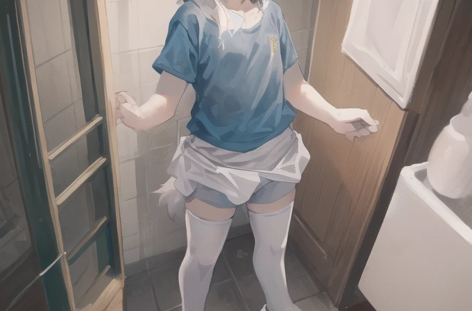(uncensored), score_9, score_8_up, score_7_up,source_anime, high quality, exceptional, best quality, perfect hand, 1 girl, (embarrassing face), (glare:1.3), (child:1.4), (loli:1.4), short stature, beautiful long hair, detailed eyes, cute face, (blushed:1.4), half-closed eyes, white socks, (((shirt lift up and show off pink nipple))), (looking at viewer), ((wearing child designed diaper, urine stain)), ((her right arm up, piece sign:1.3)),flat chest, ((standing on street)), (anime screencap, anime coloring, megami magazine,yumekawaii:1.1), (front view), naked_randoseru, red backpack, Eyes, (furina/genshin impuct), white hair