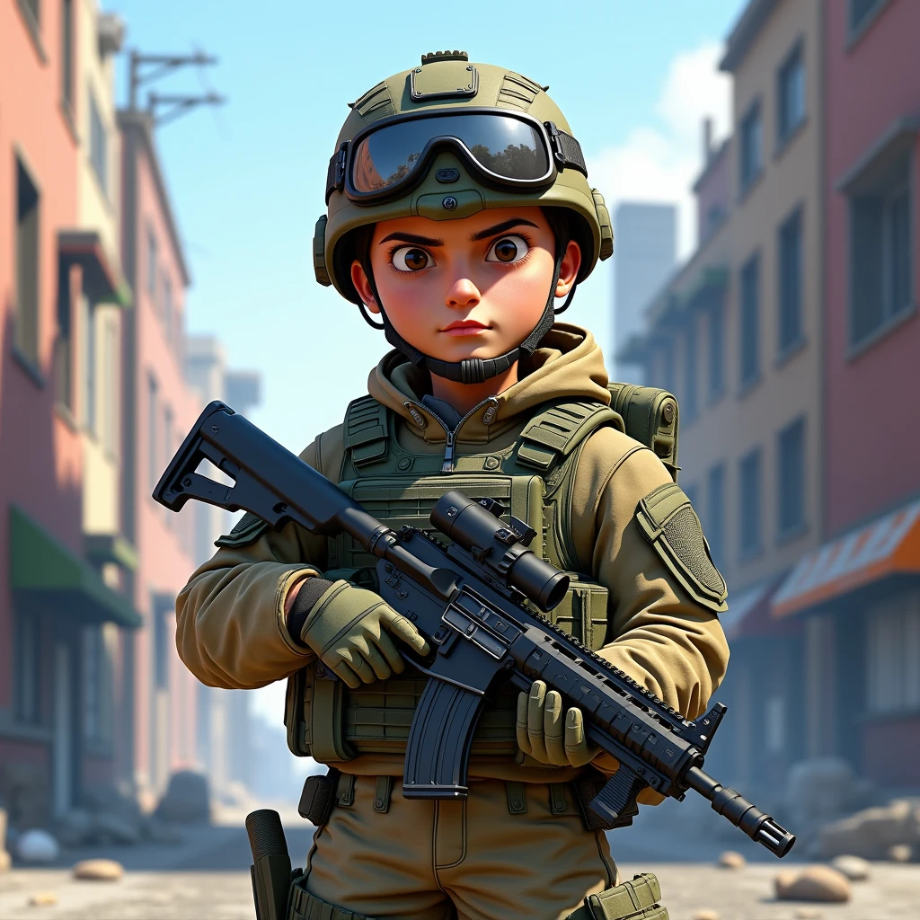 Make a with a machine gun , more realistic image