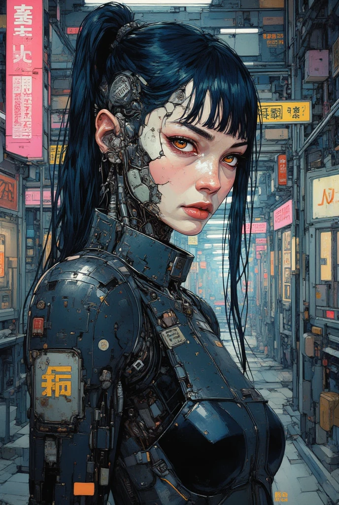 One man, cyberpunk samurai