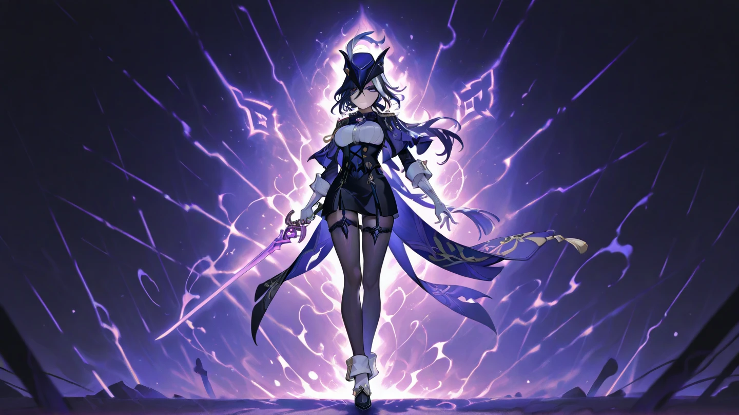 The anime girl sits on a chair,There are purple blankets, kda,fate grand order, Moe, Best anime 4k konachan wallpaper, octa 8k, holograph, shadowverse style,From Ganyu Genshin Impact,lacepantyhose