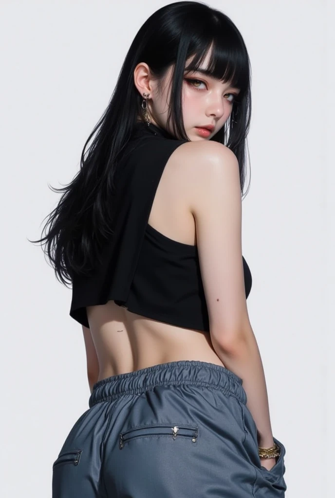 A beautiful femboy with a cute and goddess-like aesthetic, wearing black pantyhose and stockings, posing with a dynamic angle that showcases their flat chest, big butt, curvy waist, and thick thighs, extremely detailed face and visible navel, (best quality,4k,8k,highres,masterpiece:1.2),ultra-detailed,(realistic,photorealistic,photo-realistic:1.37),HDR,UHD,studio lighting,ultra-fine painting,sharp focus,physically-based rendering,extreme detail description,professional,vivid colors,bokeh