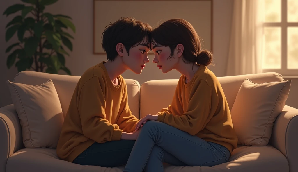 There's a boy and a girl hugging each other in the room