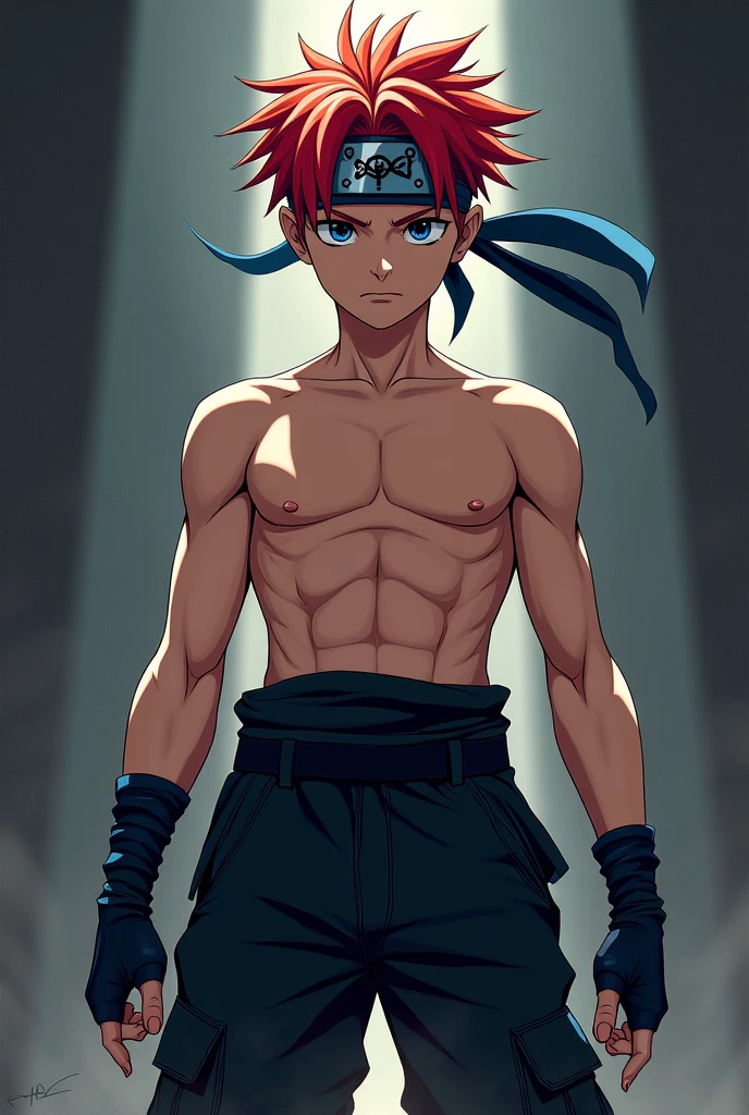 yukihira wear trousers walking in the rain with a six-pack body and a headband attached to his waist, as well as a cold expression, 3d, 4k