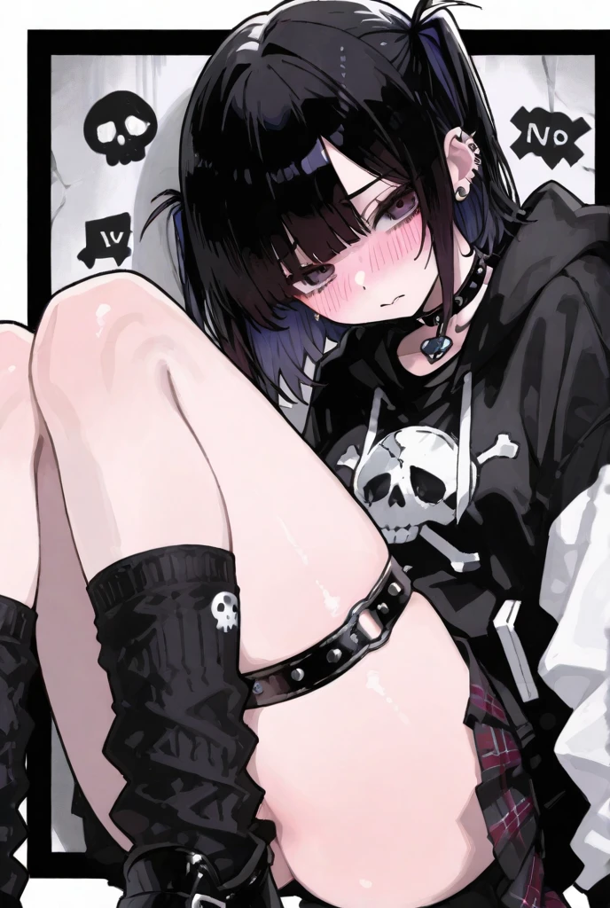 Ultra-realistic 8k CG, masterpiece, best quality, (photorealistic:1.4), absurdres, extremely detailed, real hair, life-like, horror scene, dark setting, provocative pose, girl covered in slime, fingering pussy, drinking her own squirt, on knees, purple-black hair, blue eyes, very skinny, goth girl, rolling eyes, goth clothes, choker, high shoes, full-body fishnet, skull print, fingering her pussy, squirt, squirting everywhere, very horny, heart pupil, tongue out, drool flowing from her mouth, aphrodisiac, long black nails, large tattoo, small pussy, very sweaty body, wet pussy, small breast, small ass, masturbating, tired of masturbating, bare breasts, nipple piercing, gothic accessories, gothic neck belt, gothic belt, wolf ears, on the bed, ahegao, rollong eyes, , blush, Embarrassed, peeing, she squirts everywhere, 115cm tall, vibrating, final setting vibrator, remote_play, remote_vibrating, caughtpeeing, peeing, female masturbation, She hornily tells me "fuck me darling", she too much squirts everywhere, she wet everything with her pussy juice, She was going to faint while fingering her own pussy,