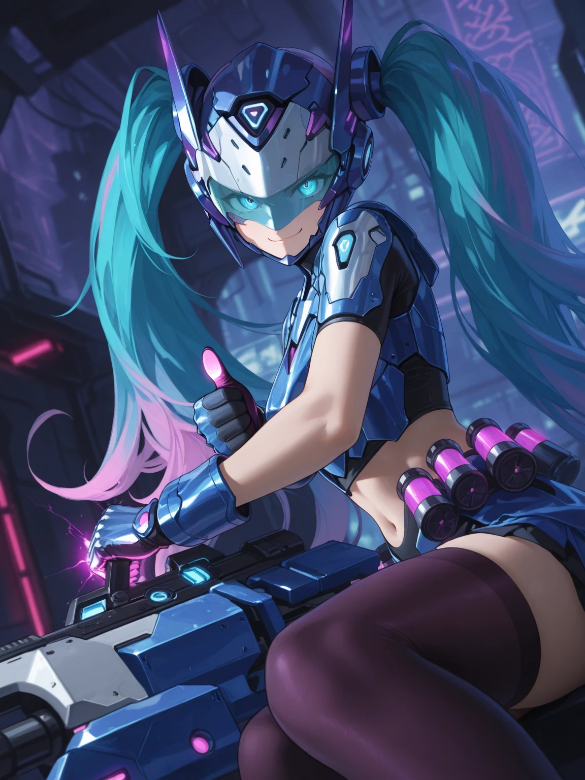 beautiful cyberpunk girl with perfect neon body and eyes, evil, dark,