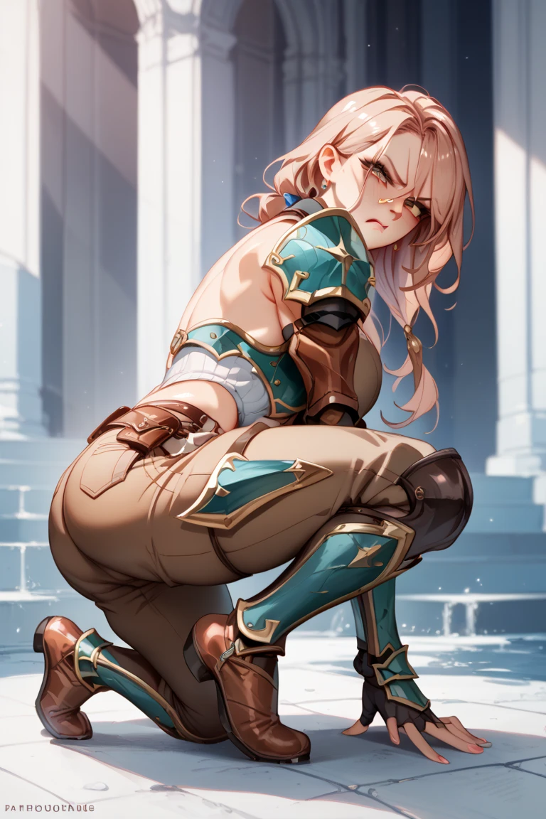 (best quality:2.0), (masterpiece:1.8), ultra detailed illustration, HDR, finely detail, highres, beautiful lighting, 8k wallpaper CG,  high detail, ultra-detailed background, sharp focus, Rebecca_onepiece, <lora:Rebecca_V1:0.7>,  anime, (1girl), (solo), (((bottomless))), ((no panties)), ((spread legs)), (((pussy detailed))), (((stands over the face with naked pussy))), braid pink hair, looking_at_viewer, looking_down, (blue cape), brown gloves, <lora:add_detail:0.7>,  <lora:povsitting:1>,  ((from below)), ((view from below)), smile, (steam), (heavy breathing), panting, pussy, (pussy juice),