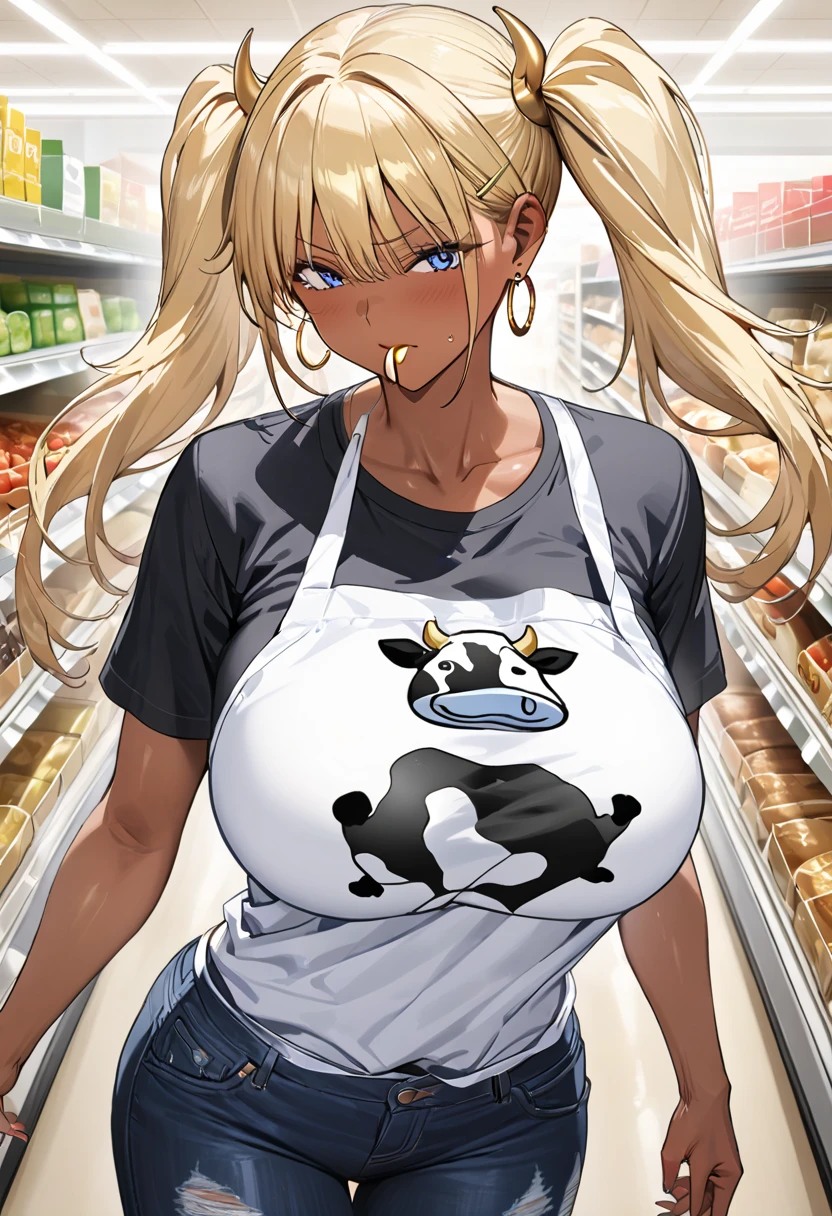 Score_9, score_8_up, score_7_up, score_6_up, score_5_up, score_4_up, source_anime, 1girl, cute elf girl, wearing white tunic, tanned skin, earrings, young female, sagging gigantic huge biggest breasts, wide hips, thick thighs, huge areolae, areola slip, dark nipple, dark areolae, pov, detailed eyes, smiling, bukkake, head tilt, hairy, showing armpit, hairy armpit hair, sperm on back, cum shot from behind, sperm, Japanese, hentai, hand behind the head, shot from behind, penis, standing, sweating, heart mark words, greeting, dirty atmosphere, in village, market, crowded, asshole, ass, bukkake, smelly, dirty atmosphere, blonde, pooping from asshole, shit, poop, long tied hair, looking away