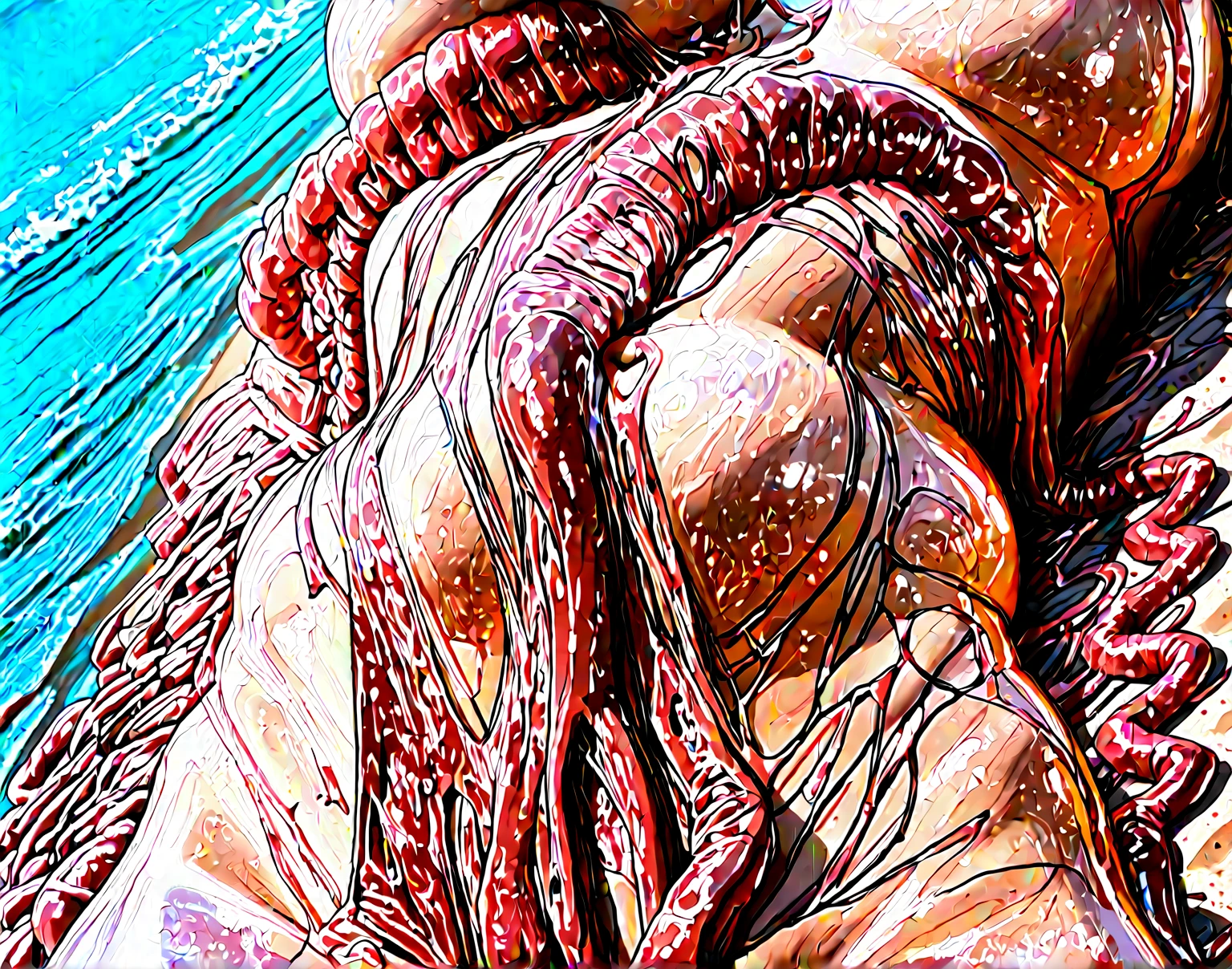 Photorealistic GENITAL.erect HYPER LONG .HYPER THICK , HYPER VIENY penis .HYPERVEINY HEAVY HANGING TESTICLES .SEMEN DRIPPING FROM GLANS OF PENIS.HUGE AND THICK GLANS .MILITARY CLOTHES
