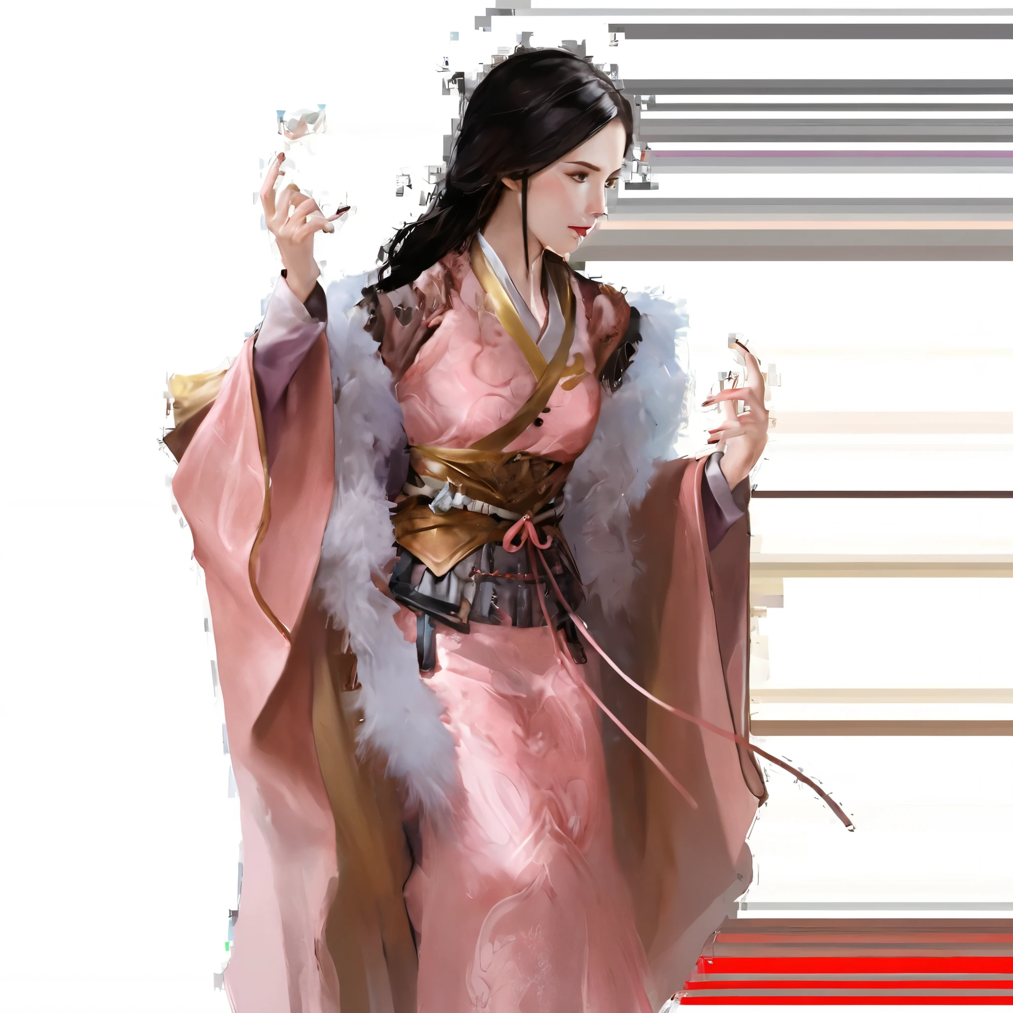 Front view of a woman,H cup, are perfectly detailed,has exquisite facial features, Clothes are exquisite , Game Character Design ,3D Rendering