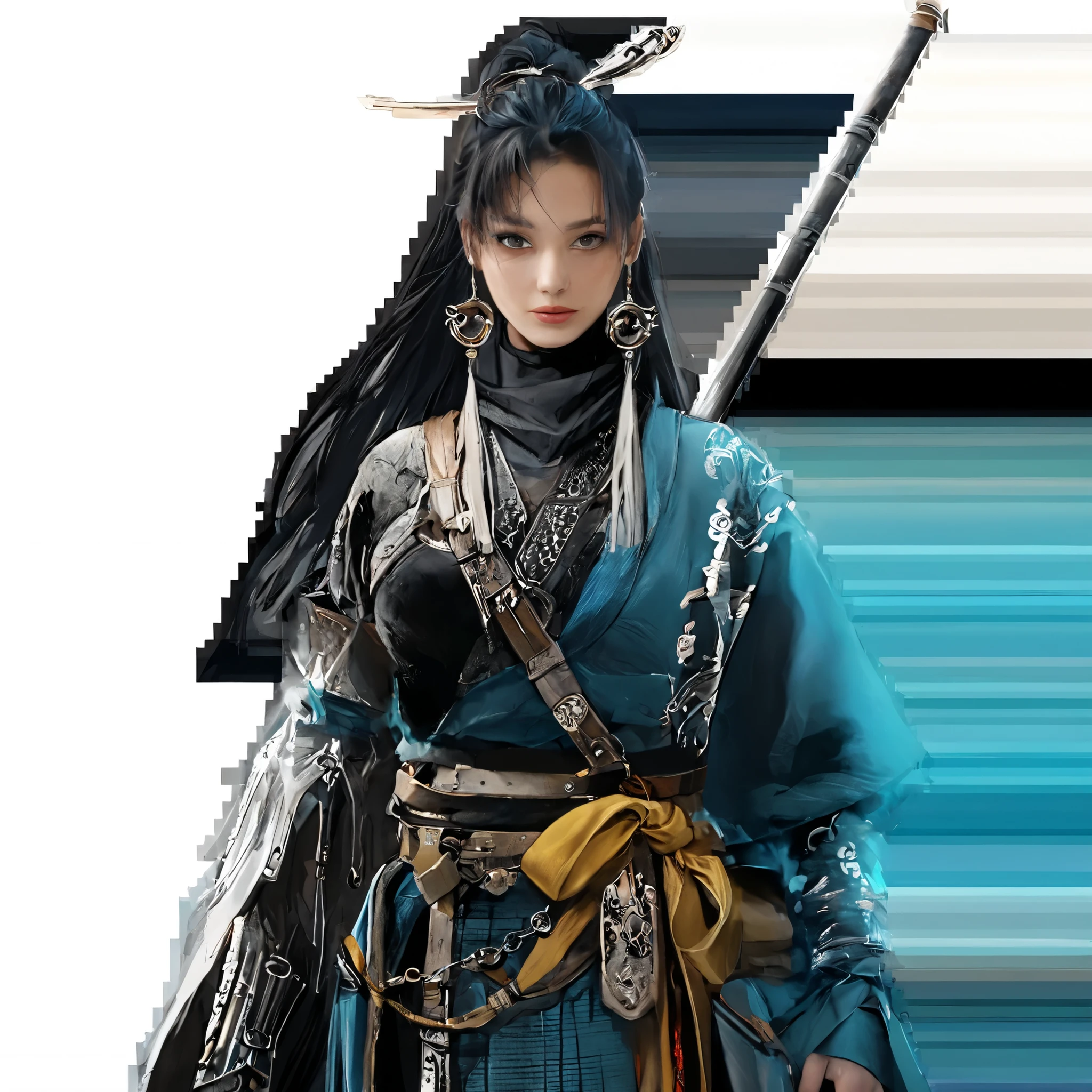 Front view of a woman,H cup, are perfectly detailed,has exquisite facial features, Clothes are exquisite , Game Character Design ,3D Rendering