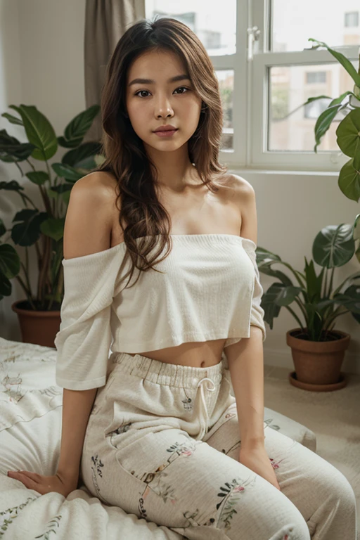 fille,jeune,20 ans,belle lèvre,sophie mudd,visage lisse,visage rond, seductive smile, beige shorts