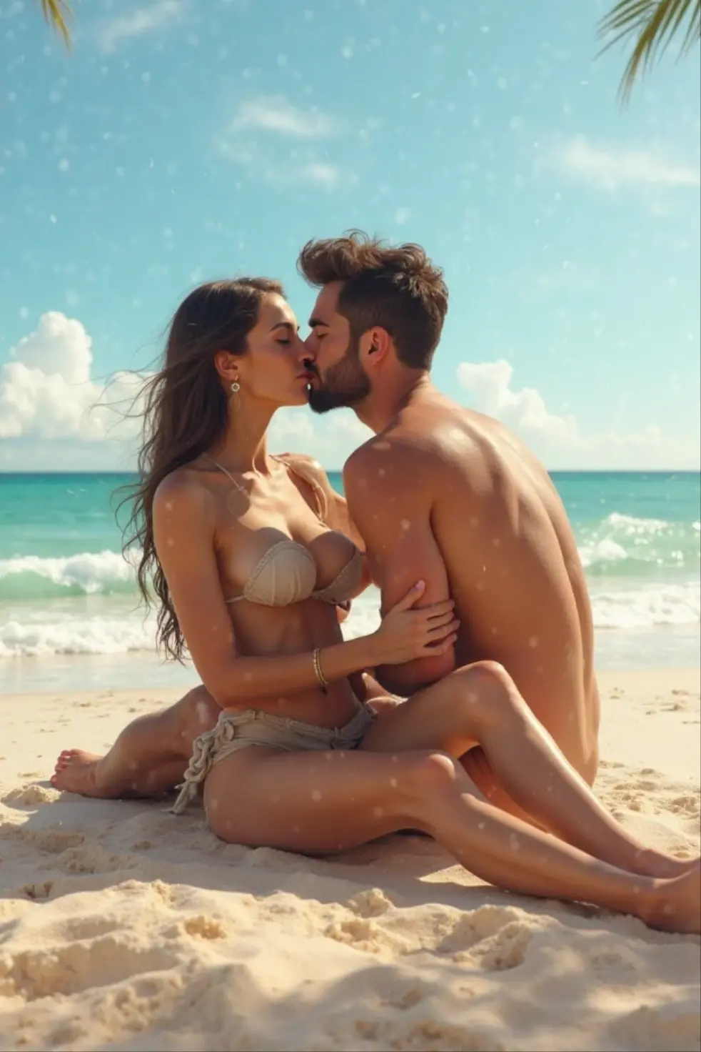 (best quality,4k,8k,highres,masterpiece:1.2),ultra-detailed,(realistic,photorealistic,photo-realistic:1.37),HDR,UHD,studio lighting,extreme detail description,professional,vivid colors,bokeh,portraits,beach,cuckold white chubby woman with husbamd,celebration,love,joyful,water reflection,sunset,gentle breeze,natural beauty,waves,serene atmosphere,wet sand,romantic,embrace,endless horizon,couple,passion,nudity,embracing each other,smiling,holding hands,in love,shimmering water,blissful moment,harmony,tranquility,sun-kissed,laughter,relaxation,summer,adults only,happiness,eternal love, shaved pussy bride, naked man with hard penis, cuckold, Queen of spades tattoo in her ankle