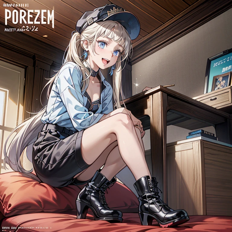 (masterpiece, best quality:1.2), solo, 1girl, clorox-chan, smile, looking at viewer, arms behind back, ahoge, blue dress, white thighhighs <lora:gijinkaseries_clorox-19:1>