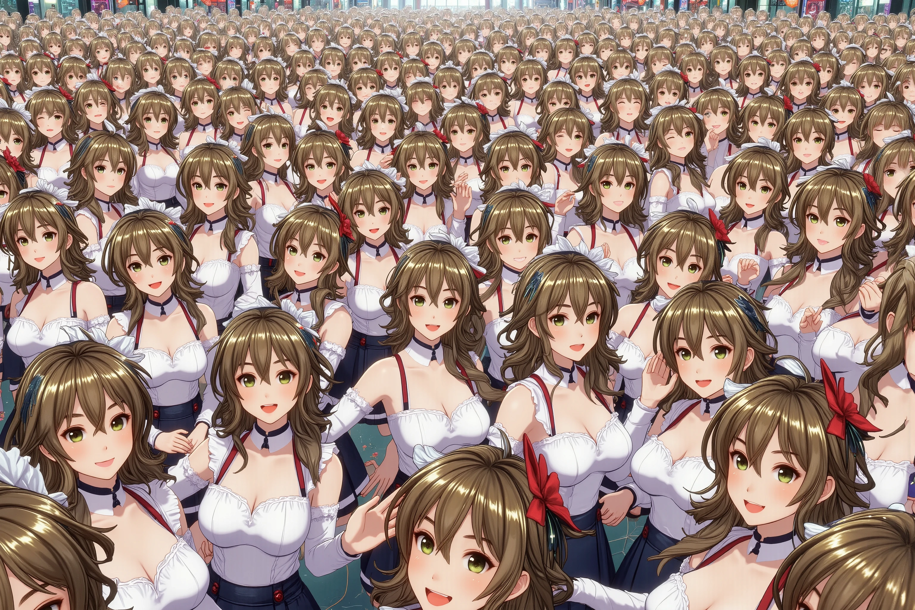 (((Myself=Japanese Beautiful Super Clones multiply girls))), (((((Depiction of Super Clones Multiply Girls by Myself Only in a huge crowd))))), (((high quality Animation Art))), (Super Best masterpiece, 16K, best quality, ultra high resolution, The highest degree of perfection of the work), (((super very cute smile, happy expression, Brown Hair Girl))), (((((Very Beautiful, Detailed and Accurate Female Body Movement, Very accurate and comfortable movement of hands and feet, super big , emphasizes cleavage))))), (((Spring Casual Outfit))), (((Super Clones multiply girlsは世界中で超大増殖))) (Very detailed and accurate1Point perspective drawing, Ultra-wide field of view, Super wide view, Depict various angles, No need for a center subject),