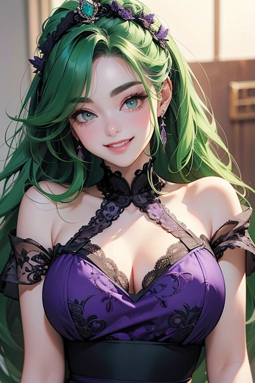 anime - style woman in green and purple outfit sitting on bed with legs spread on sides , extremely detailed artgerm, artgerm. anime illustration, seductive anime girl, artgerm 4 k, beautiful alluring anime woman, detailed digital anime art, artgerm on artstation pixiv, ross tran 8 k, style artgerm, like artgerm