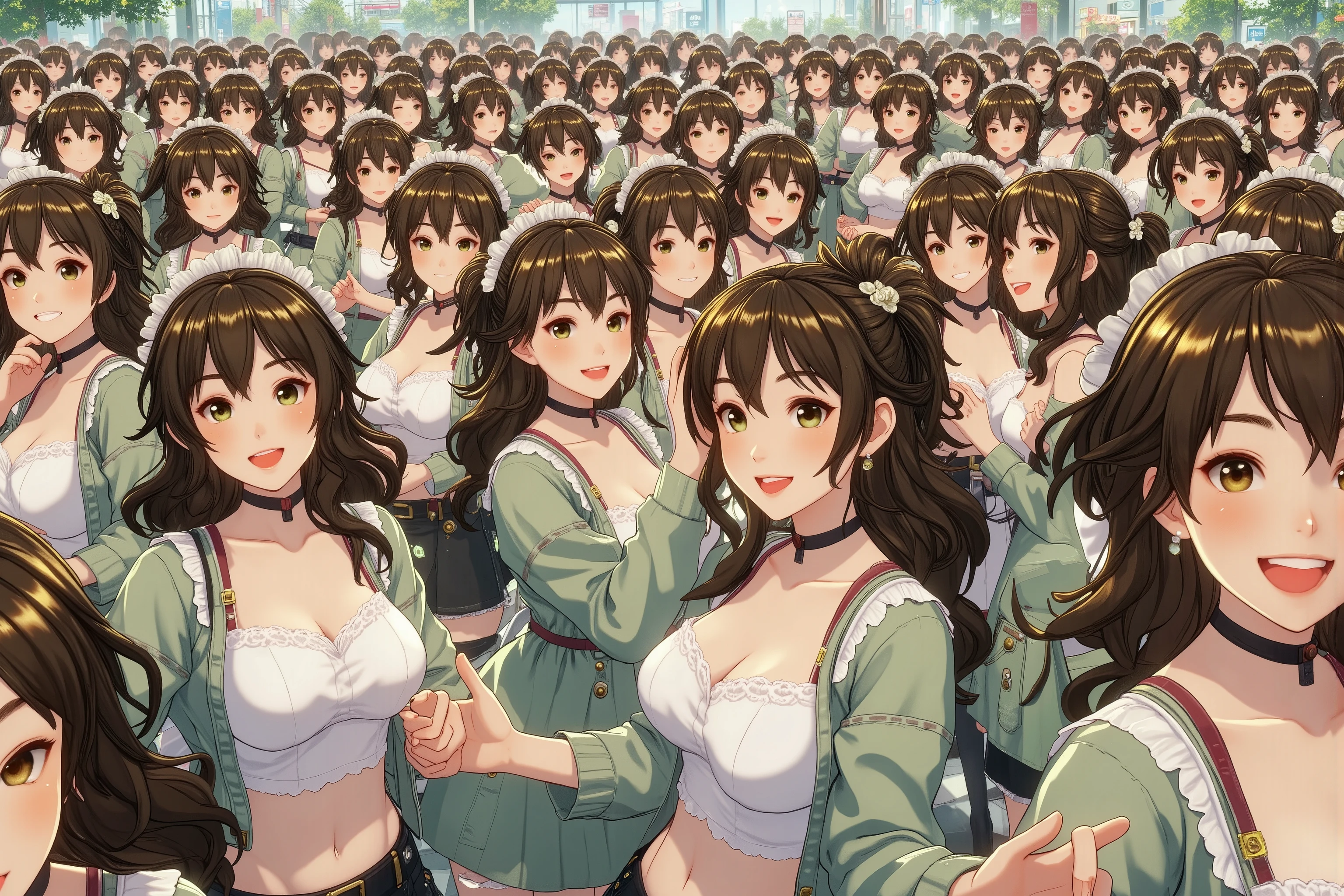 (((Myself=Japanese Beautiful Super Clones multiply girls))), (((((Depiction of Myself Only's Super Clones Multiply Girls hugging each other in a huge crowd, Myself OnlyのSuper Clones multiply girlsはSEXしたい))))), (((high quality Animation Art))), (Super Best masterpiece, 16K, best quality, ultra high resolution, The highest degree of perfection of the work), (((super very cute smile, happy expression, Brown Hair Girl))), (((((Very Beautiful, Detailed and Accurate Female Body Movement, Very accurate and comfortable movement of hands and feet, super big , emphasizes cleavage))))), (((Spring Casual Outfit))), (((Super Clones multiply girlsは世界中で超大増殖))) (Very detailed and accurate1Point perspective drawing, Ultra-wide field of view, Super wide view, Depict various angles, No need for a center subject),