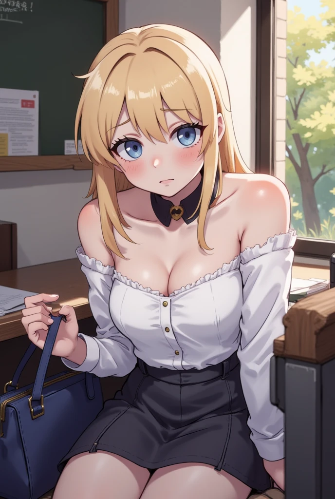 Tanya von degurechaff, White shirt, buttons unbuttoned, shorts, small breasts, meeting room
