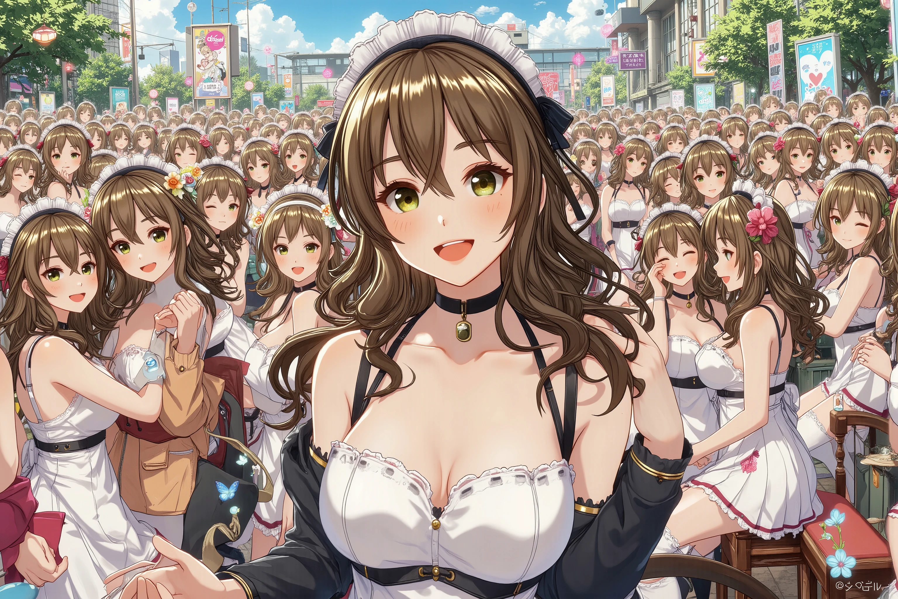 (((Myself=Japanese Beautiful Super Clones multiply girls))), (((((Myself OnlyのSuper Clones multiply girlsが超大群衆で熱愛溺愛して抱擁した描写, Myself OnlyのSuper Clones multiply girlsはSEXしたい))))), (((high quality Animation Art))), (Super Best masterpiece, 16K, 最高画質, 超高解像度, 超最高の作品完成度), (((超とてもカワイイ笑顔, 嬉しい表情, 茶髪少女))), (((((とても美しく詳細に正確な女体の動き, とても正確で違和感ない手足の動き, 超巨乳, 胸の谷間強調))))), (((春物カジュアル衣装))), (((Super Clones multiply girlsは世界中で超大増殖))) (とても詳細で正確な1点透視図法描写, 超広角視界, Super wide view, 多彩なアングル描写, ど真ん中被写体要らない),