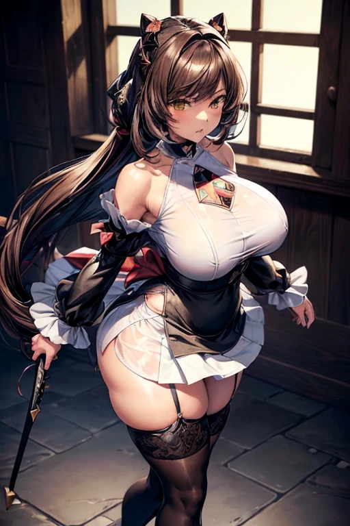 highest quality、One Girl,Full body portrait、s old、big boobs、big 、Five perfect fingers、Perfect Legs、Perfect Legs、Eishin Flash、Eishin Flash、Perfect、Detailed Description、The finer details、Embarrassed face、Detailed face、mini skirt、Black Hair、short hair、Black panties、Black panties、I can see your pants、Back view、turn around、Looking Back、Poses that accentuate the buttocks、Skirt flip、Lift up your skirt、Sexy pose
