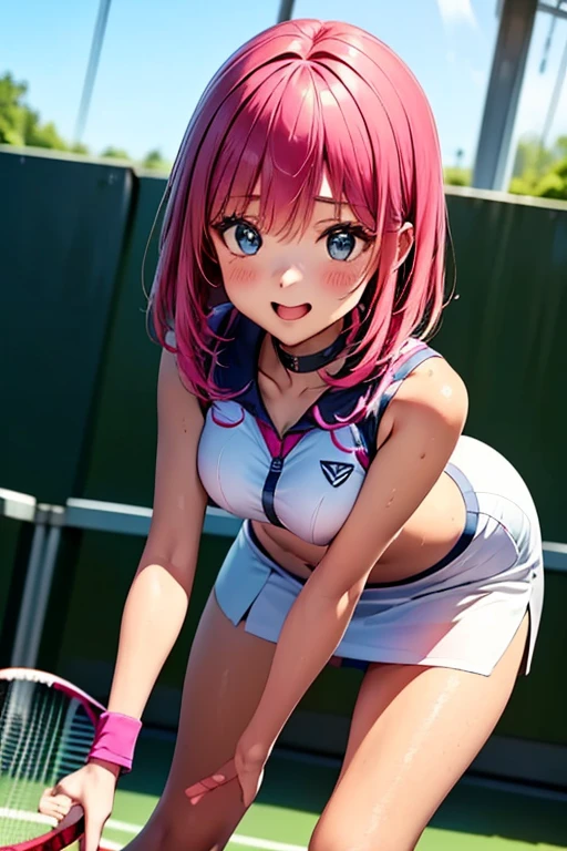 pink tee-shirt, white panties